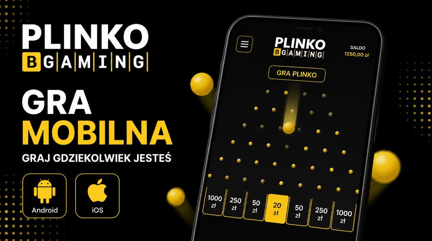 Interfejs gry Plinko na telefonie z elementami Androida i iOS